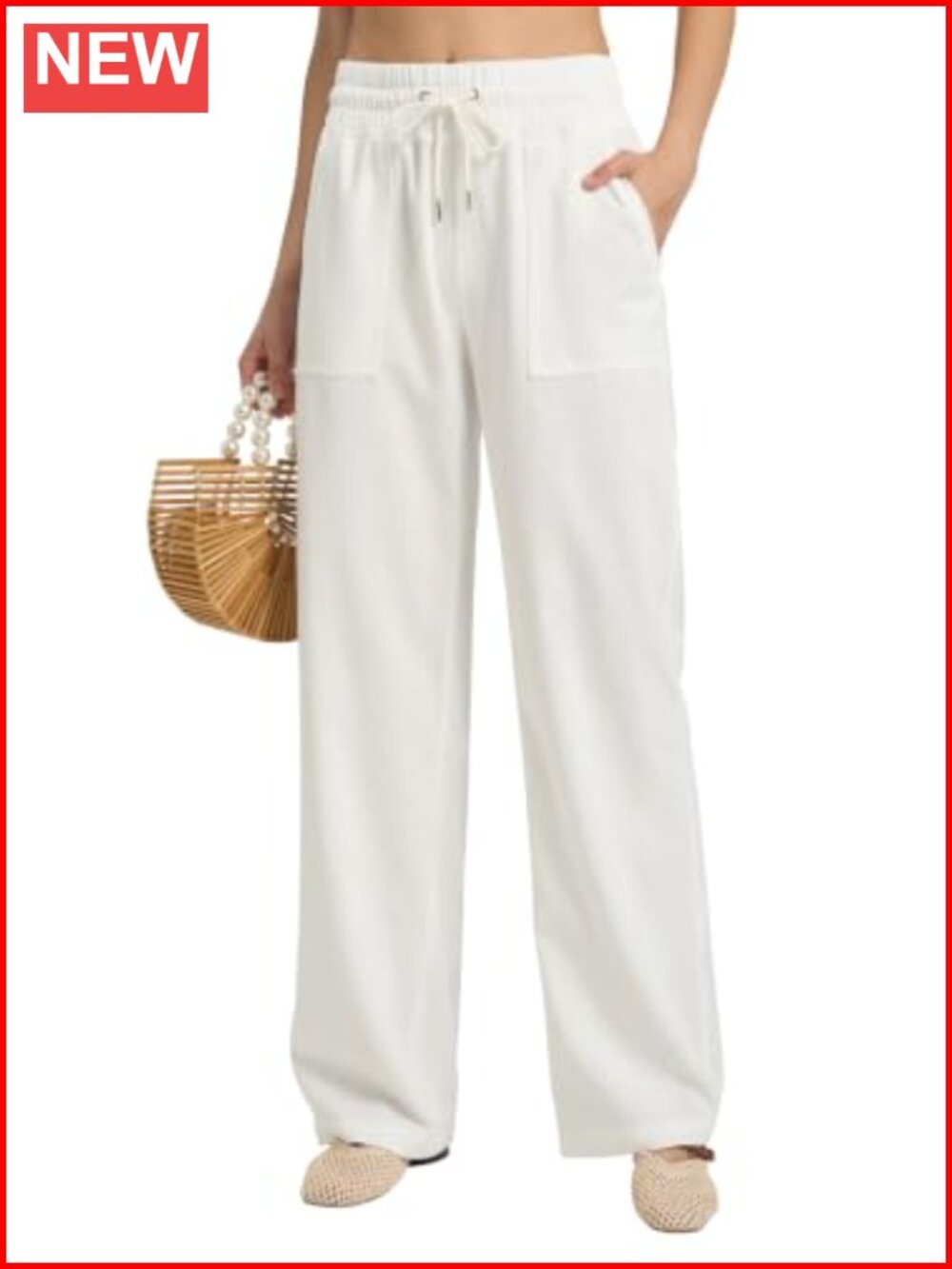 Women Linen Wide Leg Pants with Pockets